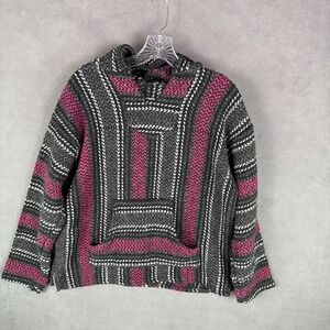 Baja Joe Pull Over Hoodie Drug Rug M Weave Vintage 90s Grunge Y2K Skate Mens